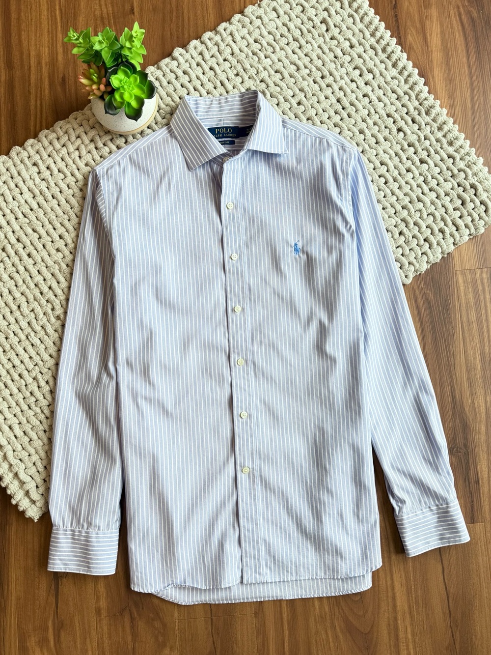 Polo Ralph Lauren | Men’s Classic Fit Striped Poplin Shirt Blue/White | 15.5”